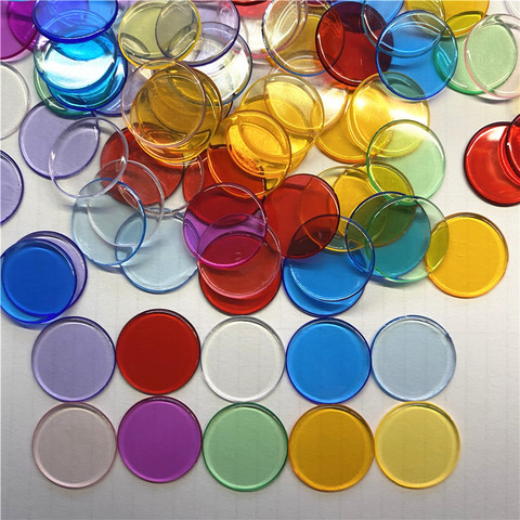 100pcs 10 Colors 19*2mm Transparent Chips Plastic Counting Chips Bingo Supplies Counters For Maths Poker Game Token Clips ► Photo 1/6