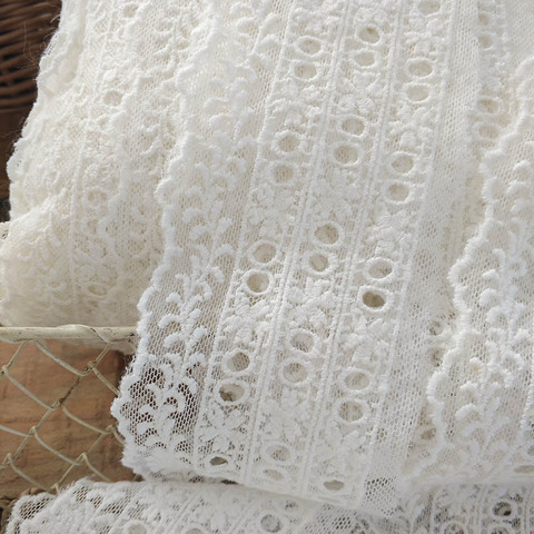 5yards/lot Off white Cotton Embroidered Small Wide 6cm Lace Trims Can Pass Ribbon Lace Material X656 ► Photo 1/5