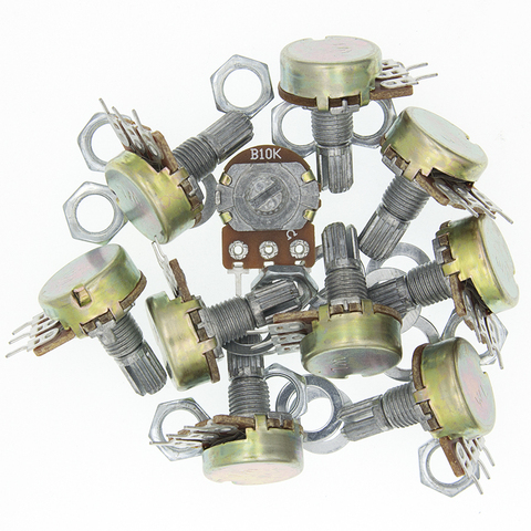 10PCS WH148 B1K B2K B5K B10K B20K B50K B100K B500K 3Pin Linear Potentiometer 15mm Shaft With Nuts And Washers ► Photo 1/6