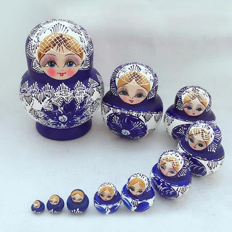 10Pcs/Set Russian Nesting Dolls Matryoshka Wooden Handmade Toy Craft Home Decor Children Toys Birthday Christmas New Year Gift ► Photo 1/5