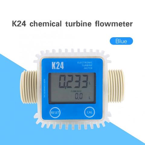 K24 Digital LCD Fuel Flow Meter Turbine Diesel Fuel Flow Meter Water Sea 10-90L/min Adjust Liquid Flow Meters Measuring Tools ► Photo 1/6
