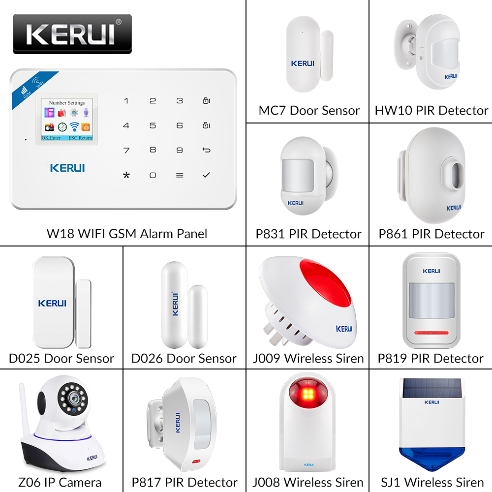 KERUI W18 Wireless WiFi GSM IOS Android APP Control Home Security Alarm System 