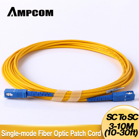 AMPCOM SC SC Fiber Patch Cable Simplex 9/125 SC/UPC to SC/UPC Singlemode Jumper Single Mode Patch-Cord sc/sc SMF ► Photo 1/6