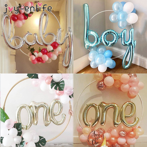 Jumbo ONE BOY GIRL Letter Foil Balloon Round Arches Garland Baby Shower 1st Birthday Party Decoration Gender Reveal ballon ring ► Photo 1/6