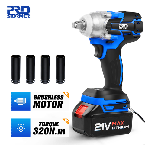 21V Brushless Wrench Cordless Electric Impact Socket Wrench 4000mAh Li Battery Hand Drill Installation Power Tools by PROSTORMER ► Photo 1/6