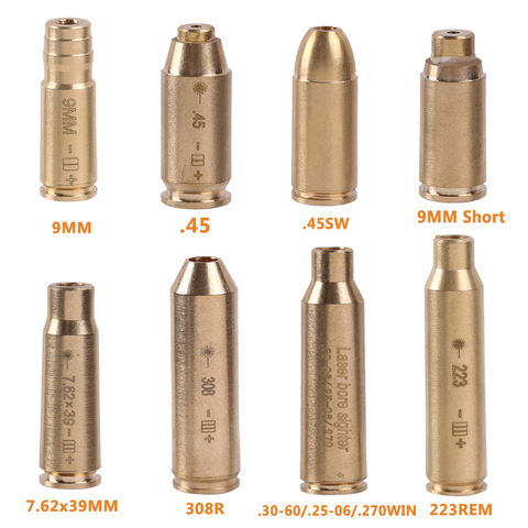 Tactical Red Dot Laser Sighter Brass Copper Boresight CAL 9MM 7.62x39MM .308 .223 .40 .45 Cartridge Sighter For Scope Hunting ► Photo 1/6