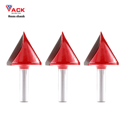 VACK 1PC 8mm shank V Bit CNC solid carbide milling cutter end mill for Wood 60 90 120 150 deg tungsten woodworking milling Tools ► Photo 1/6