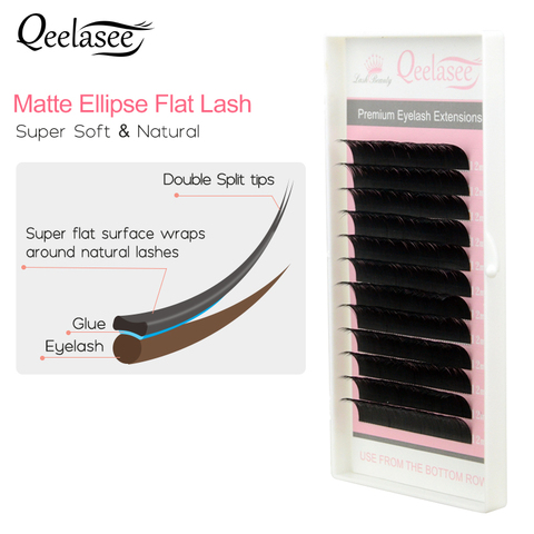 New Matte Flat Eyelash Extensions Individual Mink 0.15 0.20 Softer Ellipse Flat Lash Split Tips Ligher Volume Looking ► Photo 1/6