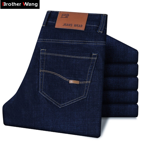Large Size 40 42 44 Classic Style Men's Business Jeans 2022 New Fashion Small Straight Stretch Denim Trousers Male Brand Pants ► Photo 1/6