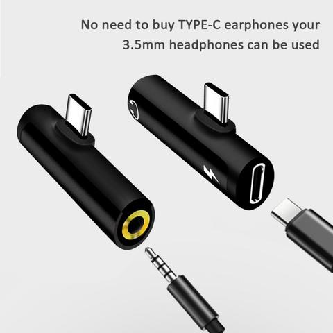 New 2 In 1 Type C To 3.5mm Jack Earphone Charging Converter USB Type-C Audio Adapter For Xiaomi 6 Huawei Mate 10 Type C Phones ► Photo 1/6