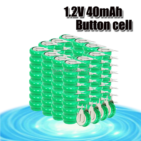 10-100pc 1.2V 40mAh Ni-MH Ni MH Batteries With Pins Rechargeable Button Cell Battery ► Photo 1/6