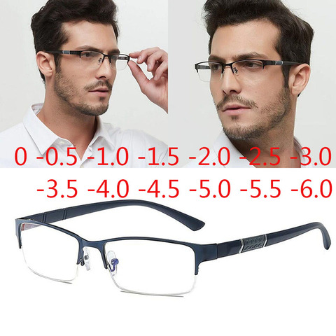 Half Metal Frame Nearsighted Glasses Unisex Prescription Myopia 0 -0.5 -1 -1.5 -2 -2.5 -3 -4 -5 -6 ► Photo 1/6