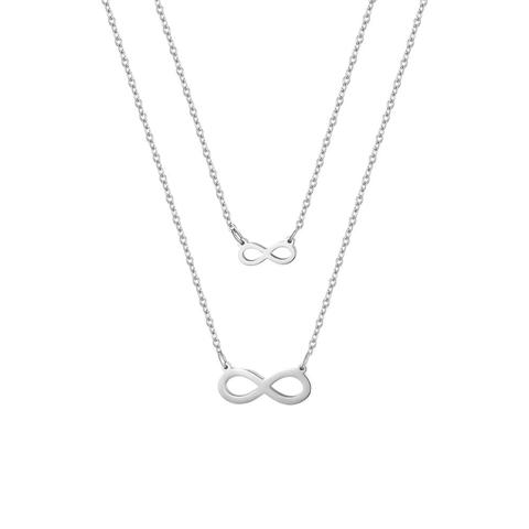 BONISKISS Simple Multi-Layer Gold Silver Color Infinite Symbol Pendant Necklace Stainless Steel Ladies Bone Chain Necklace ► Photo 1/6