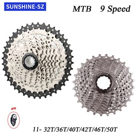 SUNSHINE cassete 9 velocidade bicicletas Cassette Flywheel 9S 32/36/40/42/46/50T for SHIMAN0 M370 M390 M4000 M590 sram 9v ► Photo 1/6