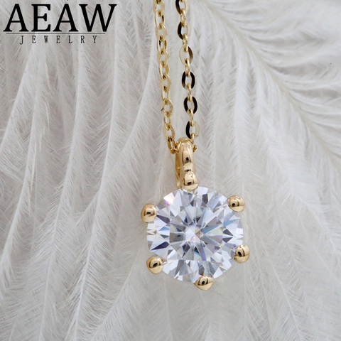 1ct 6.5mm VVS1 DEF Round Cut 18K Yellow White Gold Moissanite Pendant With 18K Gold Chain Necklace For Women in Fine Jewelry ► Photo 1/4