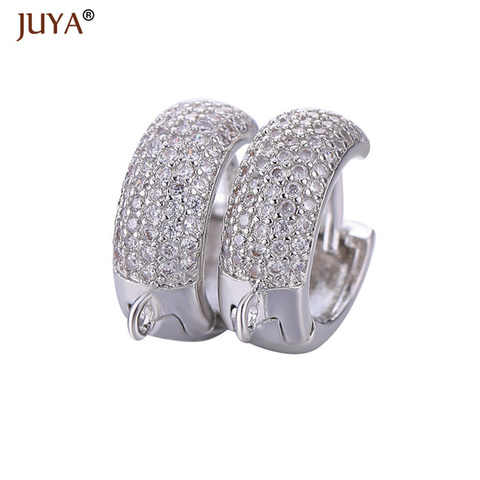 Earring Making Supplies,Luxury AAA Zircon Rhinestone Round Hoop Earring Hooks Clasps,Handmade DIY Jewelry Accessories ► Photo 1/6