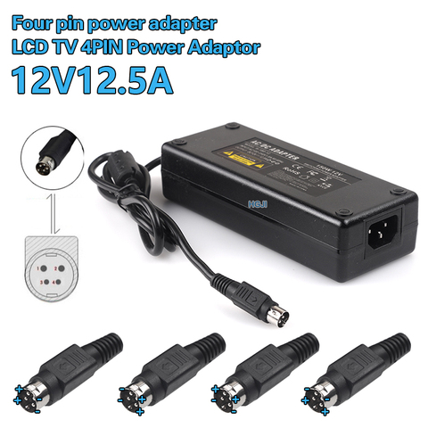 Free Shipping 12v  10a 12.5a 4pin 150W dc power adapter universal 12 volt 12.5 amp 4pin input 100-240v Power Supply Adapter ► Photo 1/4