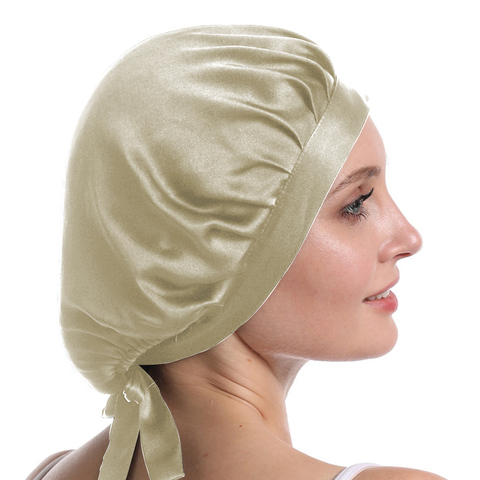 Mulberry Silk Nightcap Sleeping Cap Pure Silk Hair Wrap Adjustable Elastic Band Sleeping Beanie ► Photo 1/6