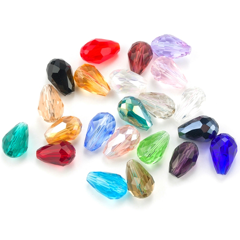 Best Sell Crystal Tear Drop Shape Beads Glass Beads 6X8MM,8X10MM Loose Spacer Round Beads For Jewelry Making DIY 24 Colors ► Photo 1/6