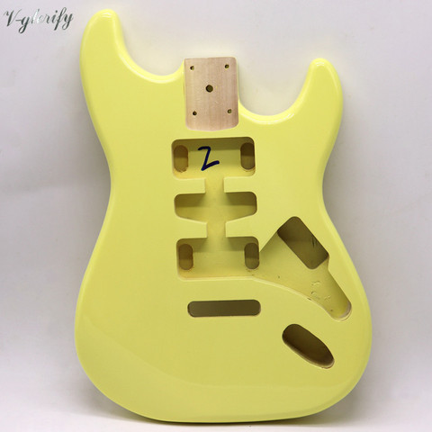 yellow color ST electric guitar body wood good quality with metallic purple, metallic blue ► Photo 1/6