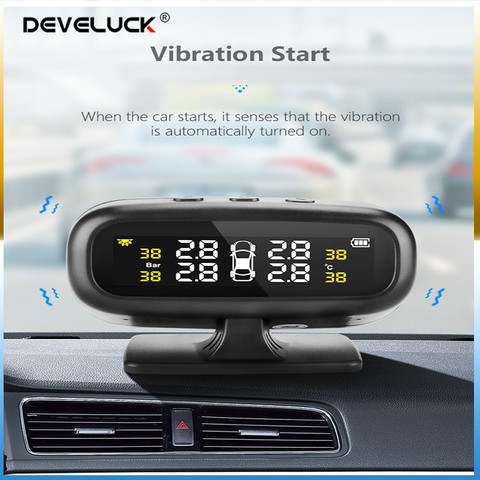 Car Tire Pressure Alarm Monitor System Solar wireless Sensor TPMS Monitoring 4 Wheel External/ Internal Tyre Pressure Sensors ► Photo 1/6