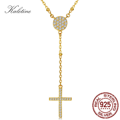 KALETINE 925 Sterling Silver Rosary Necklaces Trendy Gold Jewelry Cross Charms Turkey Evil Eye Necklace Women Accessories Men ► Photo 1/6