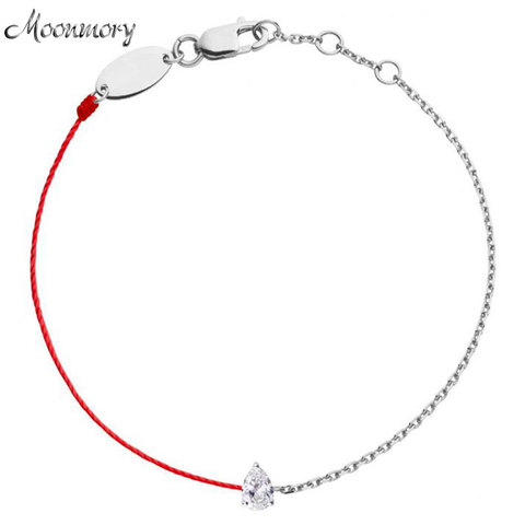 Moonmory 925 Sterling Silver CZ Big Crystal Redline Silver Bracelet Half Redline Half Silver Chain Bracelet For Women Jewelry ► Photo 1/6