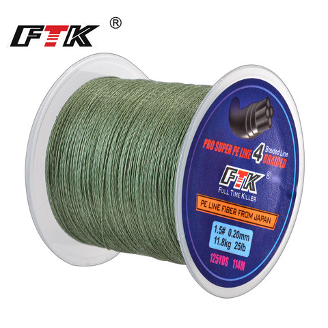 FTK 114M PE Braided Wire Fishing Line 125Yards 4 Strands 0.10mm-0.40mm 8LB-60LB Japan Incredibly Strong Multifilament Fiber Line ► Photo 1/6