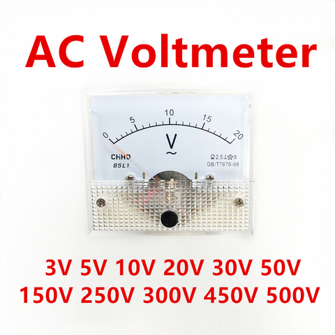 85L1 AC Analog Voltage Meter Panel 3V 5V 10V 20V 50V 150V 250V 300V 500V Gauge Voltage Mechanical Voltmeter ► Photo 1/6