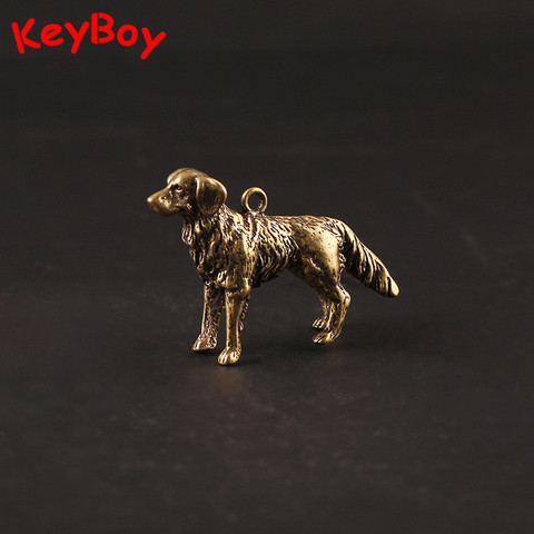 Solid Brass Golden Retriever Dog Figures Key Chain Pendants Jewelry Chinese Zodiac Animal Puppy Keychain Hanging Trinkets Copper ► Photo 1/6
