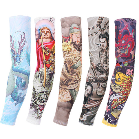 1 Pair Cooling Tattoo Sleeves For Cycling Fishing Hiking Sun UV Protective Arm Sleeves Outdoor Sport cuff Arm Cover Warmers ► Photo 1/6