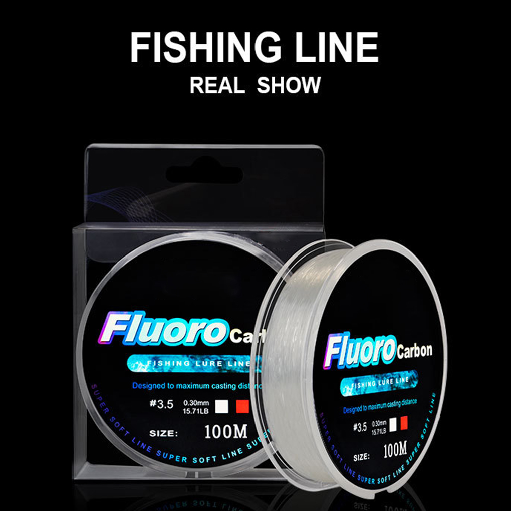 Fishing Line 100m Fluorocarbon 4-32LB Carbon Fiber Monofilament Strong Wire Roll
