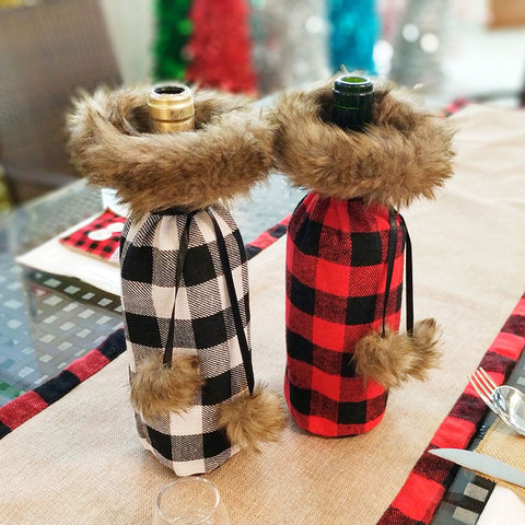 New Year 2022 Xmas Wine Bottle Dust Cover Christmas Gift Tableware Bags Noel Christmas Decorations for Home Dinner Table Decor ► Photo 1/6