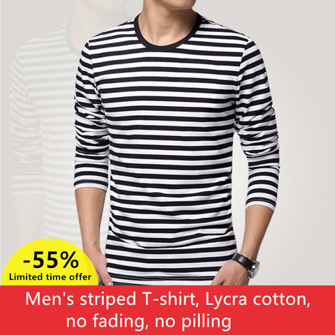 Navy style long-sleeve shirt men T-shirt o-neck stripe t shirt men shirt navy vintage basic 95% cotton shirt ► Photo 1/5