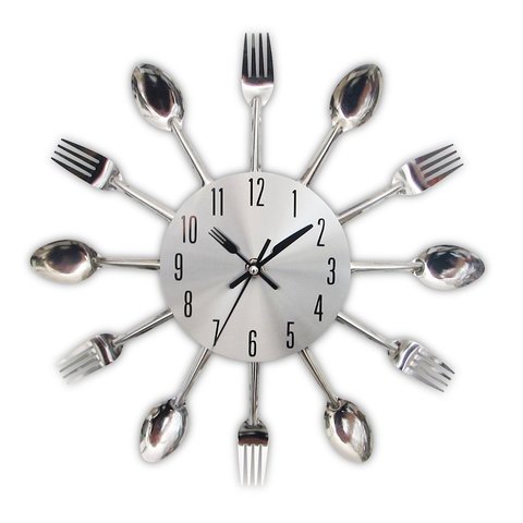 Cutlery Kitchen Wall Clock Spoon Fork Kitchen Quartz Wall Mounted Clocks Modern Design Decorative Horloge Murale Hot Sale Klock ► Photo 1/6