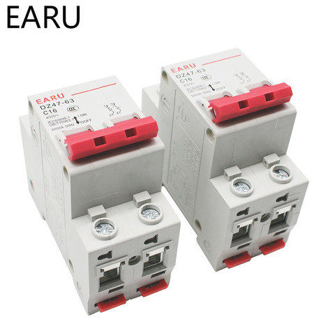 C45N 2 Pole 3A/6A/10A/16A/20A/32A/40A/50A/63A 400V~ C Type Mini Circuit Breaker Mcb Mounting 35mm Din Rail Breaking Capacity 6KA ► Photo 1/6