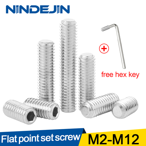 Hexagon Hex Socket Set Screw Flat Point Allen Head M2 M2.5 M3 M4 M5 M6 M8 M10 M12 Grub Screw Stainless Steel Headless Set Screw ► Photo 1/6