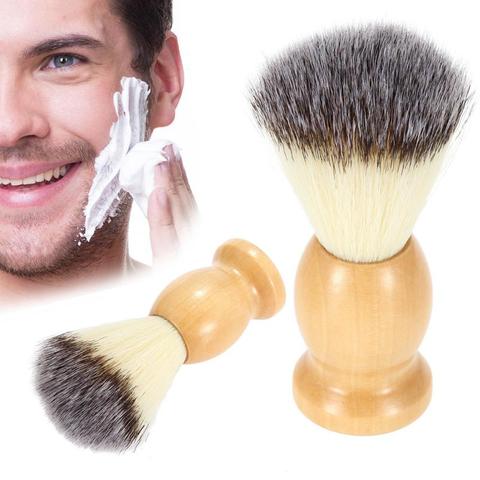 Nature Wooden Handle Soft Men's Shaving Brush Pure Big Nylon Hair Soft Face Cleaning Makeup Facial Razor Brush Shave Tools ► Photo 1/6