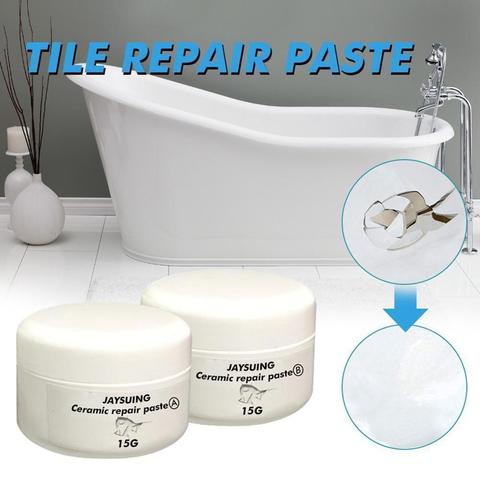 2PCS Tub Tile and Shower Repair Kit Porcelain Crack Chip Ceramic Floor Repairing Cream  repair Paste Bathroom supplies 15g+15g ► Photo 1/6