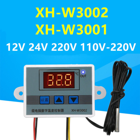 AC 10A 12V 24V 220V 110V-220V Led Digital Thermoregulator Thermostat Temperature Controller Control Switch Meter XH-W3002/W3001 ► Photo 1/6