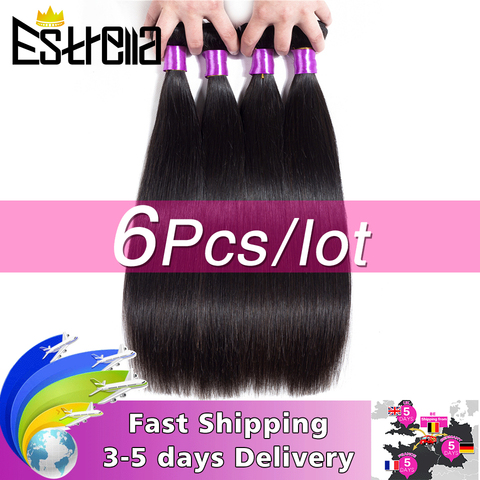 Straight Brazilian 100% Human Hair Bundles 6Pcs/Lot Remy Hair Weaving Bundles Deal Free Tangle No Shedding 8-26