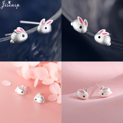 Jisensp Silver Plated Earrings Lovely Tiny Rabbit Ear Stud for Women Girls Cartoon Bunny Earring Fashion Jewelry Gift ► Photo 1/6