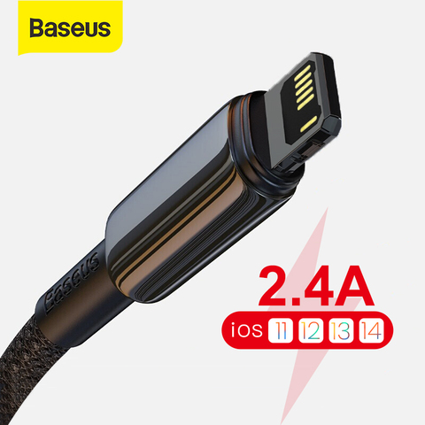 Baseus USB Cable For iPhone 12 11 Pro XS Max XR X 8 7 6S 2.4A Fast Charging Data Cable For iPad Mini Air Mobile Phone Wire Cord ► Photo 1/6