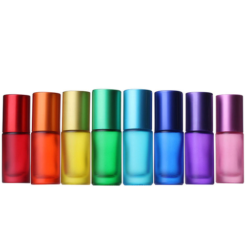 1/5/10PCS 5ml Portable Frosted Roller Essential Oil Perfume Glass Bottles Mist Container Travel Refillable Rollerball Bottle ► Photo 1/6