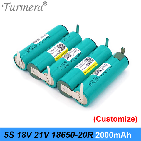 Turmera 5S 18V 21V INR18650-20RM 2000mAh 20A Battery Soldering Battery for 18V Screwdriver Shurika Shura  and Vacuum Cleaner Use ► Photo 1/6