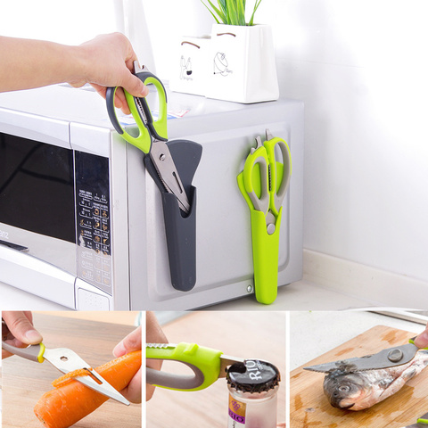 Stainless Steel Kitchen Scissors with Magnetic Scissors Cover Multi Bottle  Opener Scissors Fish Scale Chicken Bones Scissors