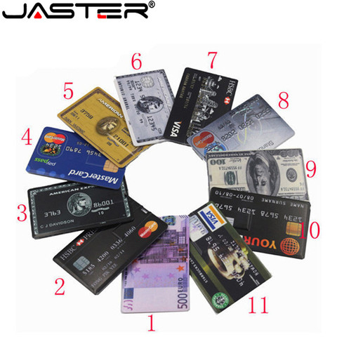 JASTER New waterproof Super Slim Credit Card USB Flash Drive 64GB 32GB pen drive 4G 8G 16G bank card model Memory Stick ► Photo 1/6