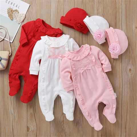 New Autumn Winter Baby Long Sleeve Jumpsuit Girl One Piece Romper+Hat Cotton Toddler Clothing Infant Rompers Kids Jumpsuits ► Photo 1/6