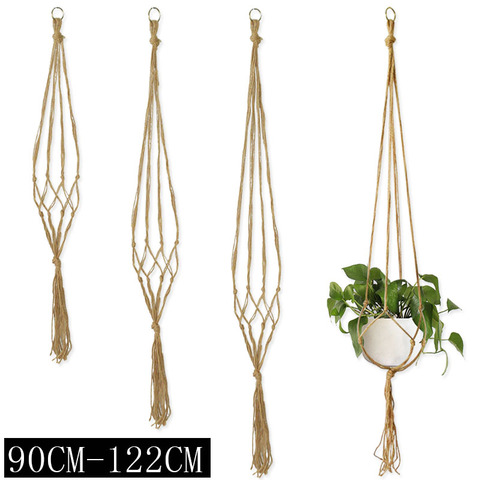 90-122cm Handmade Flower Pot Net Bag Braided Home Vintage Decor Plant Hanging Basket Knotted Rope Garden Plant Hanger Pot Tray ► Photo 1/6