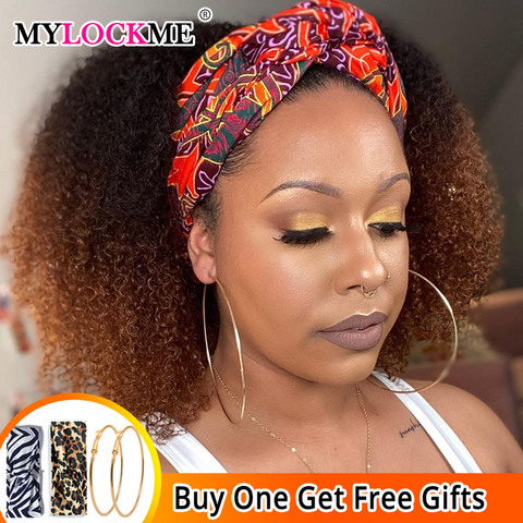Afro Kinky Curly Headband Wig Human Hair 180% Remy Ombre 1b/30 Brazilian Natural Hair Wig Without Sewing Machine Wig MYLOCKME ► Photo 1/6